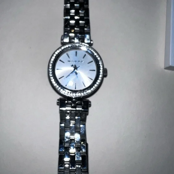 Michael Kors, silver watch w/rhinestones. Adjustable band. - Picture 3 of 6